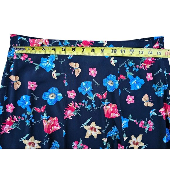 Vintage Kasper ASL Blouse 6 Skirt 10 Set Hawaiian Outfit Black Floral Shirt Top - Picture 10 of 16